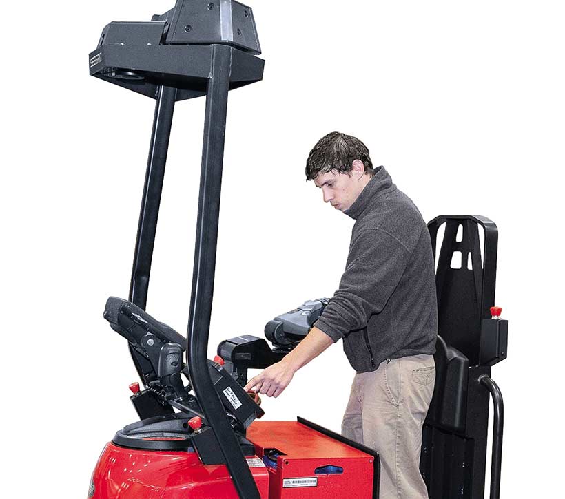 Raymond Courier Automated Lift Truck Operating in Warehouse
